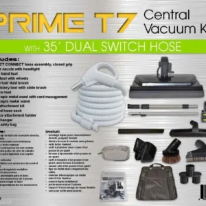Titan Central Vacuum Kit 06-4925-65 T7 Prime 35Ft DC With Titan deluxe power nozzle