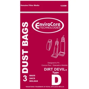 EnviroCare 123SW Dirt Devil Vacuum Bags 3 Pack Fits Dirt Devil Type D