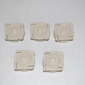 The Kirby 156493S brushroll pack (set of 5) refers to OEM large brushroll end caps used on Kirby vacuum brush rolls. These end caps fit the ends of the roller brush to keep it properly seated and spinning smoothly inside the nozzle assembly.