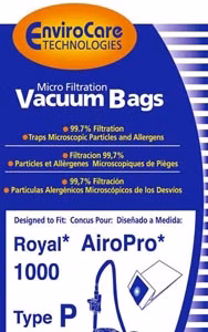 EnviroCare 213 Royal Microfiltration Vacuum Bags 7+1 Pack Fits Royal Type ST