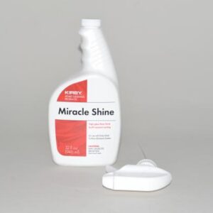 The Kirby 329214G Miracle Shine Dom 32oz bottle is a genuine OEM floor finishing solution designed to be used with the Kirby Multi-Surface Shampoo System and Miracle Shine rotary brush. It applies a durable high-gloss polymer finish to sealed hard floors, restoring shine and protection with each use.