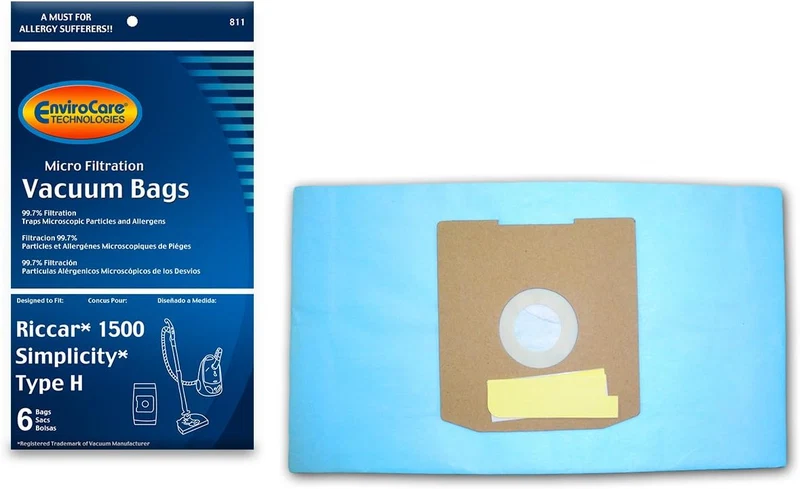 EnviroCare 811 Riccar Cloth Vacuum Bag 6 Pack Fits Riccar EnviroCare 811 Riccar Cloth Vacuum Bag 6 Pack Fits Riccar
