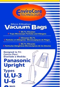 EnviroCare 816 Panasonic Microfiltration Vacuum Bags 3 Pack Fits Panasonic Type U-3