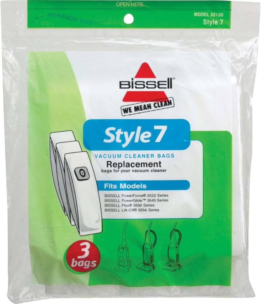 Bissell 32120 HEPA Vacuum Bags Fits Style 7 Original 3 Pack Bags Bissell 32120, Bissell Style 7 bags, Bissell vacuum bags, Bissell HEPA bags, Style 7 vacuum bag replacement, Bissell 3 pack bags, Bissell vacuum cleaner bags, Bissell dust bags replacement, HEPA style vacuum bags Bissell, vacuum bag Bissell Style 7, Bissell replacement vacuum bags, Bissell filtration bags, Bissell vacuum supplies, upright vacuum bags Bissell, Bissell bagged vacuum accessories