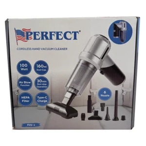Perfect PHV1 Cordless Hand Vacuum Blower 11.1 volt 100 Watt with 3 suction levels HEPA filter cone and tools