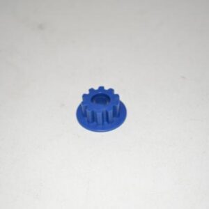 Kirby 550616 is a blue motor sprocket gear used in Kirby upright vacuums from Generation 3 through Avalir II to transfer motor power to the drive system. It is an OEM replacement gear that helps ensure smooth belt and transmission operation.