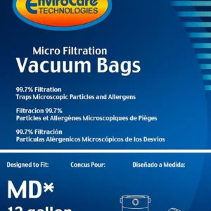 EnviroCare MD814L Universal Vacuum Bags 3 Pack Fits 12 gallon central vacuum systems