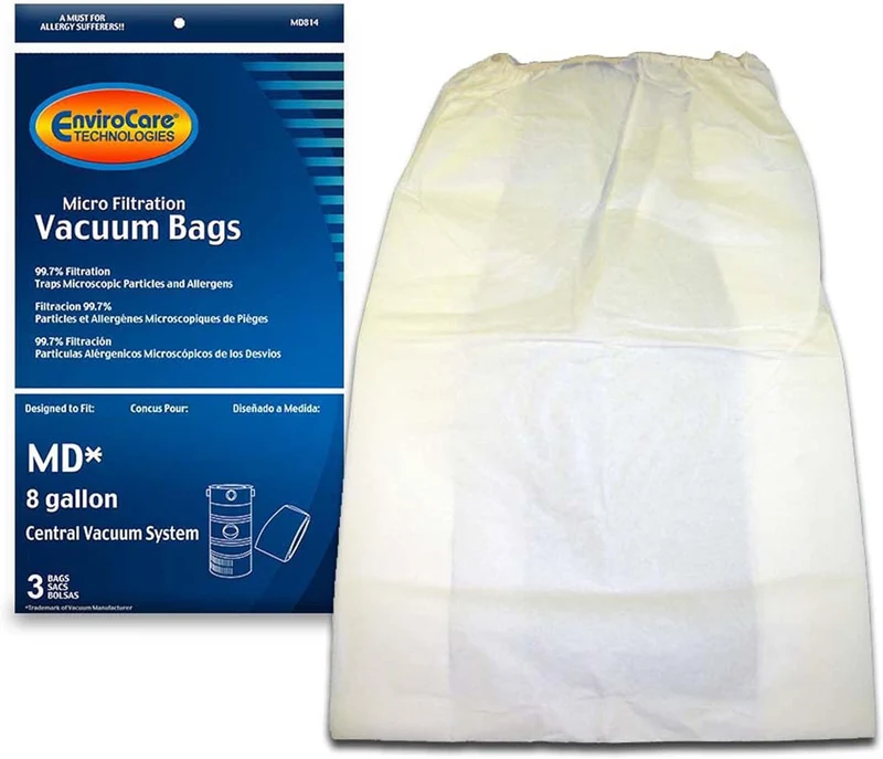 EnviroCare MD814 Universal Vacuum Bags 3 Pack Fits 8 gallon central vacuum systems EnviroCare MD814 Universal Vacuum Bags 3 Pack Fits 8 gallon central vacuum systems