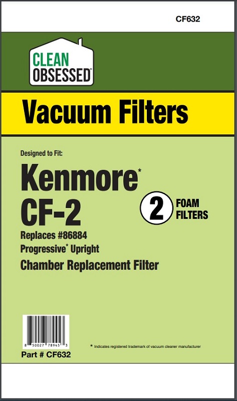Clean Obsessed CF632 Vacuum Filter Fits Kenmore CF-2 Foam Filters 2/pk Clean Obsessed CF632, Kenmore CF-2 filter, vacuum foam filter CF632, Kenmore foam filter 2 pack, Clean Obsessed vacuum filter, Kenmore upright vacuum filter, CF-2 replacement filter, vacuum cleaner foam filter Kenmore, Kenmore filter replacement, Clean Obsessed filter parts, Kenmore vacuum accessories, CF632 foam filter pack, Kenmore dust filter foam, upright vacuum filter CF-2, replacement vacuum filter 2 pack