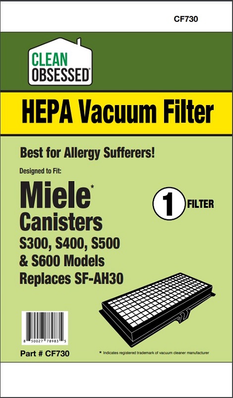 Clean Obsessed CF733 Vacuum Filter Fits Miele Superclean Filters 3 Pack Clean Obsessed CF733, Miele Super Air Clean filter replacement, SF-SAC 20/30 filter, Miele S4000 filter, Miele S5000 exhaust filter, CF733 vacuum filter 3 pack, Miele canister filter replacement