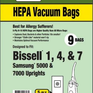 Clean Obsessed CH147, Bissell Style 1 4 7 vacuum bags, Samsung 5000 vacuum bags, Samsung 7000 vacuum bags HEPA, CH147 HEPA vacuum bags 9 pack, Bissell upright replacement bags, Clean Obsessed vacuum bags CH147, allergen filtration vacuum bags Bissell Samsung upright