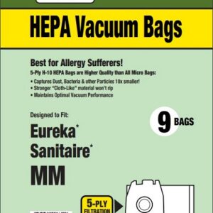 Clean Obsessed CH219, Eureka Type MM vacuum bags, Mighty Mite vacuum bags HEPA, Sanitaire Type MM bags, CH219 HEPA vacuum bags 3 pack, Eureka 3670 vacuum bags, Eureka 3680 vacuum bags, Clean Obsessed vacuum bags MM system, HEPA Mighty Mite replacement bags, allergen filtration vacuum bags CH219