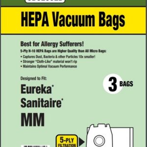 Clean Obsessed CH219, Eureka Type MM vacuum bags, Mighty Mite vacuum bags HEPA, Sanitaire Type MM bags, CH219 HEPA vacuum bags 3 pack, Eureka 3670 vacuum bags, Eureka 3680 vacuum bags, Clean Obsessed vacuum bags MM system, HEPA Mighty Mite replacement bags, allergen filtration vacuum bags CH219