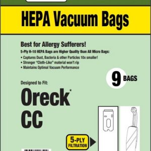Clean Obsessed CH688, Oreck XL vacuum bags, Oreck CC HEPA bags CH688, Oreck commercial upright bags 9 pack, HEPA vacuum bags Oreck XL, Clean Obsessed vacuum bags CH688, Oreck XL replacement bags Type CC, H10 HEPA Oreck vacuum bags, Clean Obsessed vacuum parts Oreck, allergen filtration vacuum bags CH688