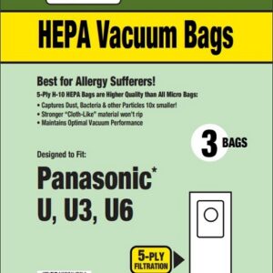 Clean Obsessed CH690, Panasonic Type U vacuum bags, Panasonic U3 U6 vacuum bags, HEPA vacuum bags CH690, Kenmore U type vacuum bags 3 pack, Panasonic upright vacuum bags Type U, Clean Obsessed vacuum bags CH690 3 pack, replacement vacuum bags Panasonic MC series U system, Type U micro filtration bags, HEPA upright vacuum bags Panasonic U3 U6, Clean Obsessed vacuum parts CH690