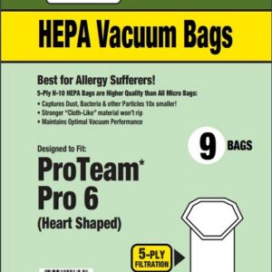 Clean Obsessed CH700, ProTeam Pro 6 quart vacuum bags, heart shaped backpack vacuum bags CH700, HEPA vacuum bags ProTeam Super Coach Pro 6, Clean Obsessed vacuum bags 9 pack, ProTeam backpack vacuum HEPA bags, 6 quart heart shape vacuum bags, commercial backpack vacuum bags CH700, Clean Obsessed vacuum parts ProTeam 6 qt, replacement vacuum bags ProTeam Pro 6