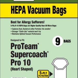 Clean Obsessed CH710, ProTeam Super Coach Pro 10QT bags, heart shaped backpack vacuum bags CH710, HEPA vacuum bags CH710 ProTeam, Super Coach Pro 10QT replacement bags, Clean Obsessed vacuum bags 9 pack, ProTeam backpack vacuum HEPA bags, 10QT heart shape vacuum bags, commercial backpack vacuum bags CH710, Clean Obsessed vacuum parts ProTeam