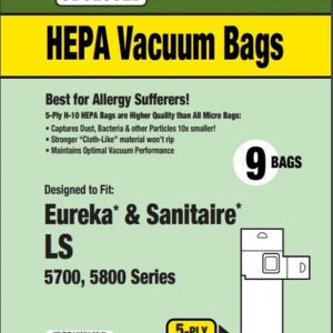 Clean Obsessed CH750, Eureka Type LS vacuum bags, Sanitaire Type LS bags, HEPA vacuum bags CH750, Eureka LS 5700 vacuum bags, Sanitaire 5800 series bags, Clean Obsessed vacuum bags 9 pack, LS micro filtration vacuum bags, Eureka Sanitaire HEPA bags CH750, replacement vacuum bags Type LS HEPA, commercial upright vacuum bags LS series, Clean Obsessed vacuum parts LS platform