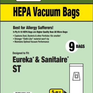 Clean Obsessed CH755, Eureka Type ST vacuum bags, Sanitaire Type ST bags, HEPA vacuum bags CH755, Eureka ST upright bags 9 pack, Sanitaire commercial vacuum bags ST, Clean Obsessed vacuum parts, replacement vacuum bags Type ST HEPA, ST micro filtration vacuum bags, Eureka Sanitaire HEPA bags CH755, commercial upright vacuum bags ST series