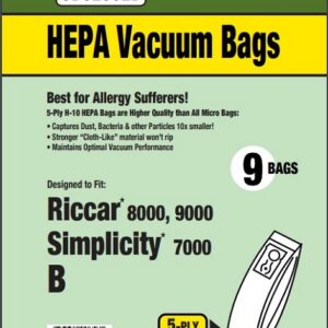 Clean Obsessed CH811, Riccar Type B vacuum bags, Simplicity Type B bags, HEPA vacuum bags CH811, Riccar 8000 vacuum bags, Riccar 8900 vacuum bags, Clean Obsessed vacuum bags 9 pack, upright vacuum bags Type B HEPA, vacuum cleaner bags Riccar 8000 series, Simplicity B HEPA bags, Clean Obsessed vacuum parts, replacement vacuum bags Type B, allergen filtration vacuum bags CH811