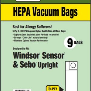 Clean Obsessed CH961, Windsor Sensor vacuum bags, SEBO X vacuum bags, HEPA vacuum bags CH961, Windsor SEBO X bags 9 pack, micro paper vacuum bags Windsor Sensor, SEBO X series replacement bags, Clean Obsessed vacuum parts, vacuum cleaner bags SEBO X, Windsor Sensor dust bags replacement, HEPA style vacuum bags CH961, commercial vacuum bags Windsor SEBO, replacement vacuum bags SEBO X