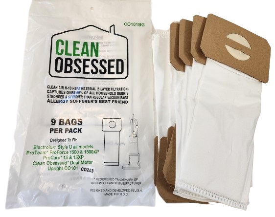 Clean Obsessed CO101BG HEPA Vacuum Bags Fits CO101/Lux upright 9 Pack Clean Obsessed CO101BG HEPA Vacuum Bags Fits CO101/Lux upright 9 Pack