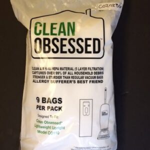 Clean Obsessed CO202BG, CO202 vacuum bags HEPA, CO202 upright vacuum bags 9 pack, Clean Obsessed lightweight upright bags, HEPA vacuum bags CO202BG, CO202 commercial upright replacement bags, Clean Obsessed upright bags CO202 system, CO202BG vacuum filter bags Clean Obsessed