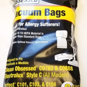 Clean Obsessed CO763BG, CO763 vacuum bags HEPA, CO888 vacuum bags Clean Obsessed, Lux canister vacuum bags CO763BG, HEPA vacuum bags CO763BG 9 pack, Clean Obsessed CO series Lux compatible bags, CO888 HEPA filtration bags, CO763 canister replacement bags, Clean Obsessed vacuum bags CO763BG commercial canister