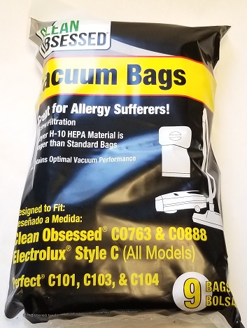 Clean Obsessed CO763BG HEPA Vacuum Bags Fits CO763/CO888/Lux canister HEPA 9 Pack Clean Obsessed CO763BG, CO763 vacuum bags HEPA, CO888 vacuum bags Clean Obsessed, Lux canister vacuum bags CO763BG, HEPA vacuum bags CO763BG 9 pack, Clean Obsessed CO series Lux compatible bags, CO888 HEPA filtration bags, CO763 canister replacement bags, Clean Obsessed vacuum bags CO763BG commercial canister