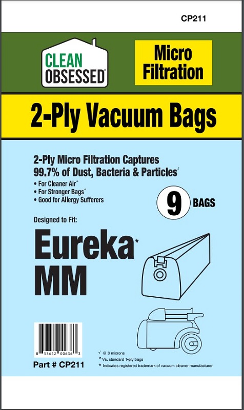 Clean Obsessed CP211 HEPA Vacuum Bags Fits Eureka/Sanitaire Type MM Micro Paper 9 Pack Clean Obsessed CP211, Eureka Type MM vacuum bags, Sanitaire Type MM bags, HEPA vacuum bags CP211, Eureka Mighty Mite bags, Clean Obsessed vacuum bags 9 pack, canister vacuum bags MM type, vacuum cleaner bags Eureka MM, Sanitaire vacuum bag replacement, Clean Obsessed vacuum parts, micro paper vacuum bags MM, CP211 replacement bags, Eureka HEPA style bags, vacuum accessories Type MM, replacement dust bags Mighty Mite