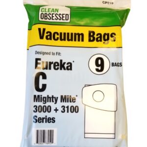 Clean Obsessed CP219, Eureka Type C vacuum bags, Sanitaire Type C bags, HEPA vacuum bags CP219, Eureka/Sanitaire micro paper bags, Clean Obsessed vacuum bags 9 pack, upright vacuum bags Type C, vacuum cleaner bags Eureka C, Sanitaire vacuum bag replacement, Clean Obsessed vacuum parts, micro filtration vacuum bags Type C, CP219 replacement bags, Eureka HEPA style bags, vacuum accessories Sanitaire Type C