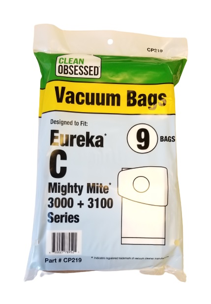 Clean Obsessed CP219 HEPA Vacuum Bags Fits Eureka/Sanitaire Type C Micro Paper 9 Pack Clean Obsessed CP219, Eureka Type C vacuum bags, Sanitaire Type C bags, HEPA vacuum bags CP219, Eureka/Sanitaire micro paper bags, Clean Obsessed vacuum bags 9 pack, upright vacuum bags Type C, vacuum cleaner bags Eureka C, Sanitaire vacuum bag replacement, Clean Obsessed vacuum parts, micro filtration vacuum bags Type C, CP219 replacement bags, Eureka HEPA style bags, vacuum accessories Sanitaire Type C