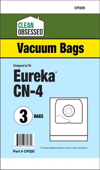 Clean Obsessed CP220 HEPA Vacuum Bags Fits EUREKA TYPE CN-4 MICRO PAPER BAGS, 3/PK 3 Pack Clean Obsessed CP220, Eureka CN-4 vacuum bags, CN4 micro paper bags, HEPA vacuum bags CP220, Eureka canister vacuum bags CN-4, Clean Obsessed vacuum bags 3 pack, replacement vacuum bags Eureka CN series, vacuum cleaner bags CN-4, Clean Obsessed vacuum parts, Eureka dust bag replacement CN-4, micro filtration vacuum bags, CP220 replacement bags, Eureka HEPA style canister bags, vacuum accessories CN-4