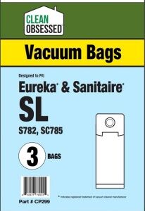 Clean Obsessed CP299, Eureka Type SL vacuum bags, HEPA vacuum bags CP299, Eureka SL micro paper bags, Clean Obsessed vacuum bags 3 pack, Eureka vacuum bag replacement, upright vacuum bags Eureka SL, vacuum cleaner bags Eureka Type SL, Clean Obsessed vacuum parts, Eureka dust bags replacement, micro filtration vacuum bags, CP299 replacement bags, Eureka HEPA style bags, vacuum accessories Eureka SL, replacement dust bags Type SL