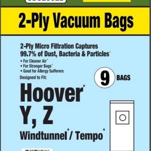 Clean Obsessed CP319, Hoover Type Y vacuum bags, Hoover Y bags, HEPA vacuum bags CP319, Hoover micro paper bags, Clean Obsessed vacuum bags 9 pack, Hoover vacuum bag replacement, upright vacuum bags Hoover Type Y, vacuum cleaner bags Hoover Y, Clean Obsessed vacuum parts, Hoover dust bags replacement, micro filtration vacuum bags, CP319 replacement bags, Hoover HEPA style bags, vacuum accessories Hoover Type Y