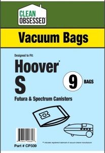 Clean Obsessed CP339, Hoover Type S vacuum bags, Hoover S bags, HEPA vacuum bags CP339, Hoover micro paper bags, Clean Obsessed vacuum bags 9 pack, Hoover vacuum bag replacement, upright vacuum bags Hoover Type S, vacuum cleaner bags Hoover S, Clean Obsessed vacuum parts, Hoover dust bags replacement, micro filtration vacuum bags, CP339 replacement bags, Hoover HEPA style bags, vacuum accessories Hoover Type S