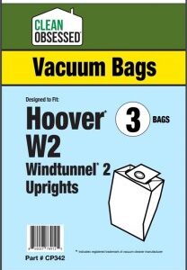 Clean Obsessed CP342, Hoover Type W2 vacuum bags, Hoover W2 bags, HEPA vacuum bags CP342, Hoover micro paper bags, Clean Obsessed vacuum bags 3 pack, Hoover vacuum bag replacement, upright vacuum bags Hoover W2, vacuum cleaner bags Hoover Type W2, Clean Obsessed vacuum parts, Hoover dust bags replacement, micro filtration vacuum bags, CP342 replacement bags, Hoover HEPA style bags, vacuum accessories Hoover W2