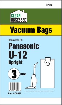 Clean Obsessed CP592 HEPA Vacuum Bags Fits PANASONIC U-12 MICRO PAPER BAGS, 3/PK 3 Pack Clean Obsessed CP592, Panasonic U-12 vacuum bags, Panasonic U12 micro bags, HEPA vacuum bags CP592, Panasonic upright vacuum bags, Clean Obsessed vacuum bags 3 pack, Panasonic replacement dust bags, micro paper vacuum bags U-12, vacuum cleaner bags Panasonic, Clean Obsessed vacuum parts, Panasonic vacuum bag replacement, upright vacuum HEPA bags, CP592 replacement bags, Panasonic filtration bags, vacuum accessories Panasonic U-12