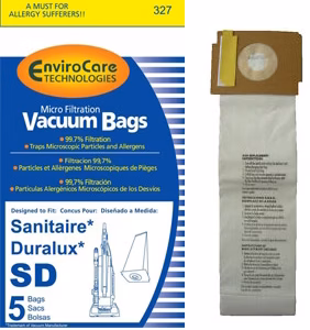 EnviroCare 327 Sanitaire Vacuum Bags 5 Pack Fits Sanitaire Type SD
