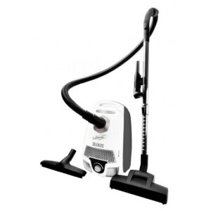 JohnnyVac SLNZ1000 Silenzio White Canister Vacuum with Carpet Turbo Tool