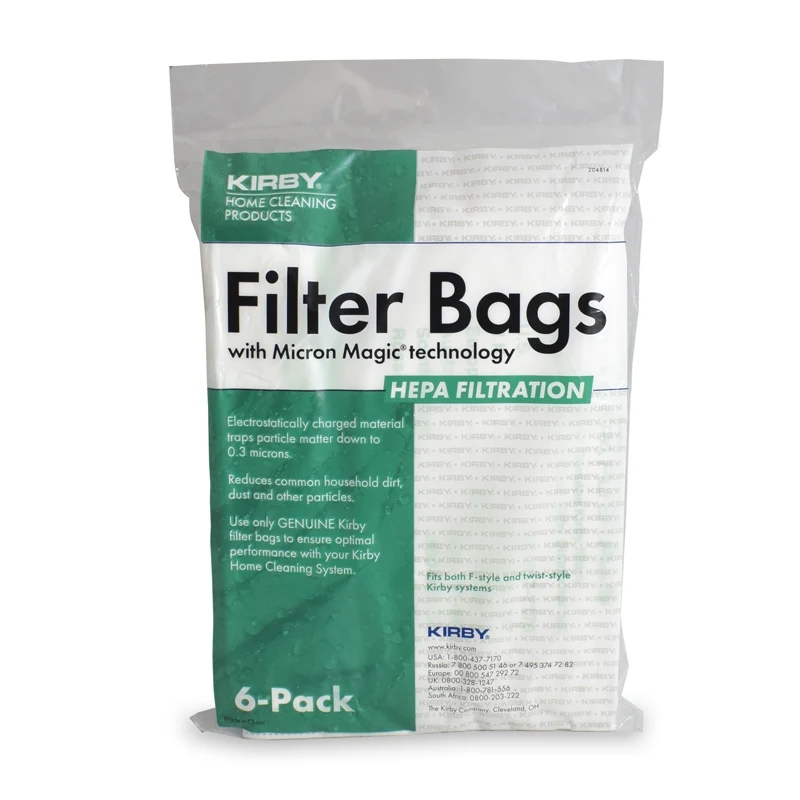 Kirby 204814G Paper Bags Kirby Microallergen Plus 6PK Upright Fits Generation 3 Thru Avalir HEPA 13 Filtration Kirby 204814G Paper Bags Kirby Microallergen Plus 6PK Upright Fits Generation 3 Thru Avalir HEPA 13 Filtration