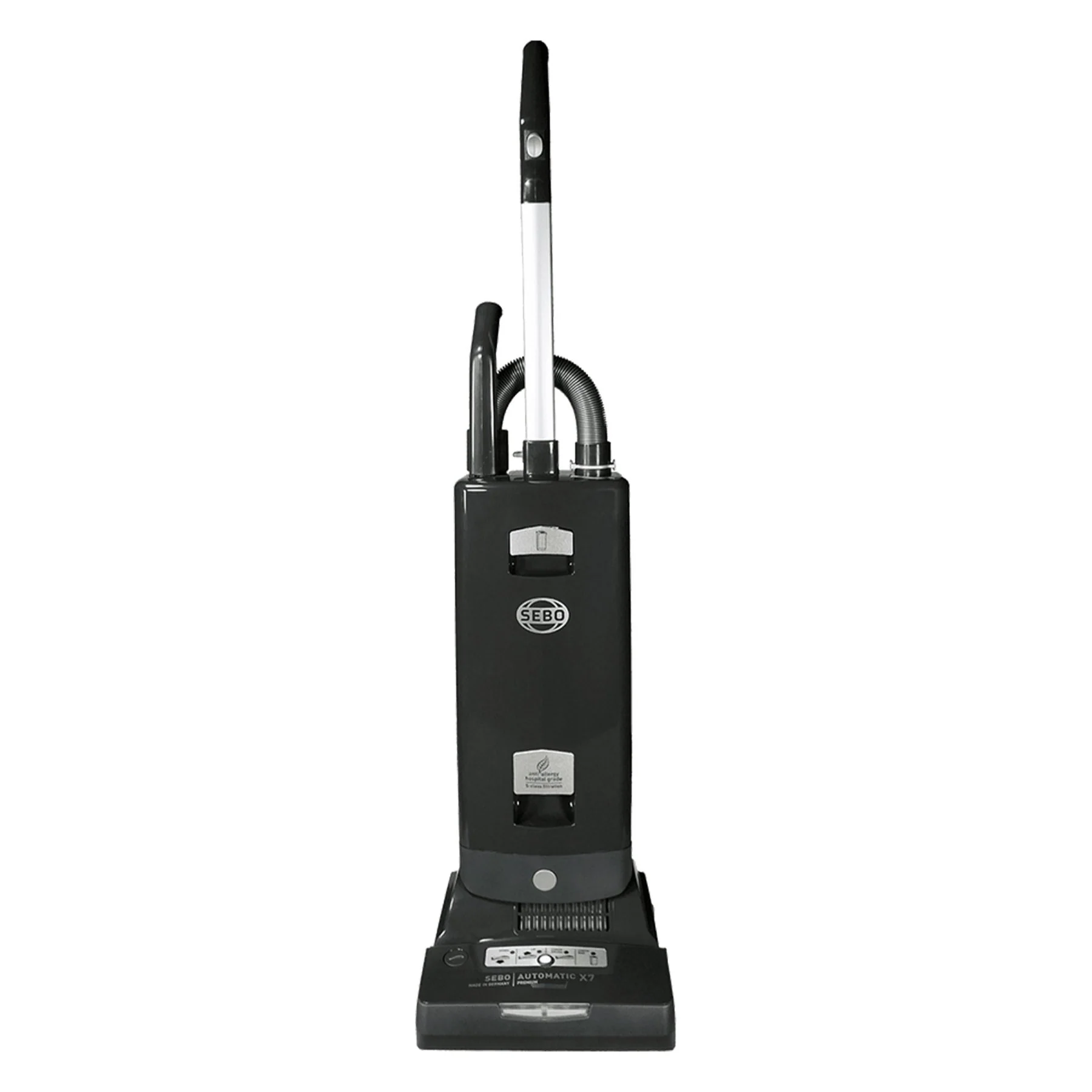 SEBO Automatic X7 Premium Black Upright Vacuum 91541AM SEBO Automatic X7 upright vacuum cleaner in black” “Black SEBO X7 vacuum cleaner with automatic height adjustment” “SEBO X7 Premium upright vacuum for carpet cleaning” “Front view of SEBO Automatic X7 vacuum cleaner in black” “SEBO X7 upright vacuum with onboard hose and attachments” “Black SEBO X7 vacuum cleaner on carpeted floor” “SEBO Automatic X7 pet-friendly upright vacuum cleaner”