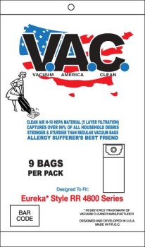 Clean Obsessed CH240 HEPA Vacuum Bags Fits Eureka type RR HEPA, 9 Pack Clean Obsessed CH240, Eureka Type RR vacuum bags, Eureka SmartVac vacuum bags, Eureka Boss SmartVac bags, HEPA vacuum bags CH240, Eureka 4800 series vacuum bags, Clean Obsessed vacuum bags 9 pack, RR upright vacuum bags HEPA, Eureka Omega vacuum bags RR style, allergen filtration vacuum bags CH240